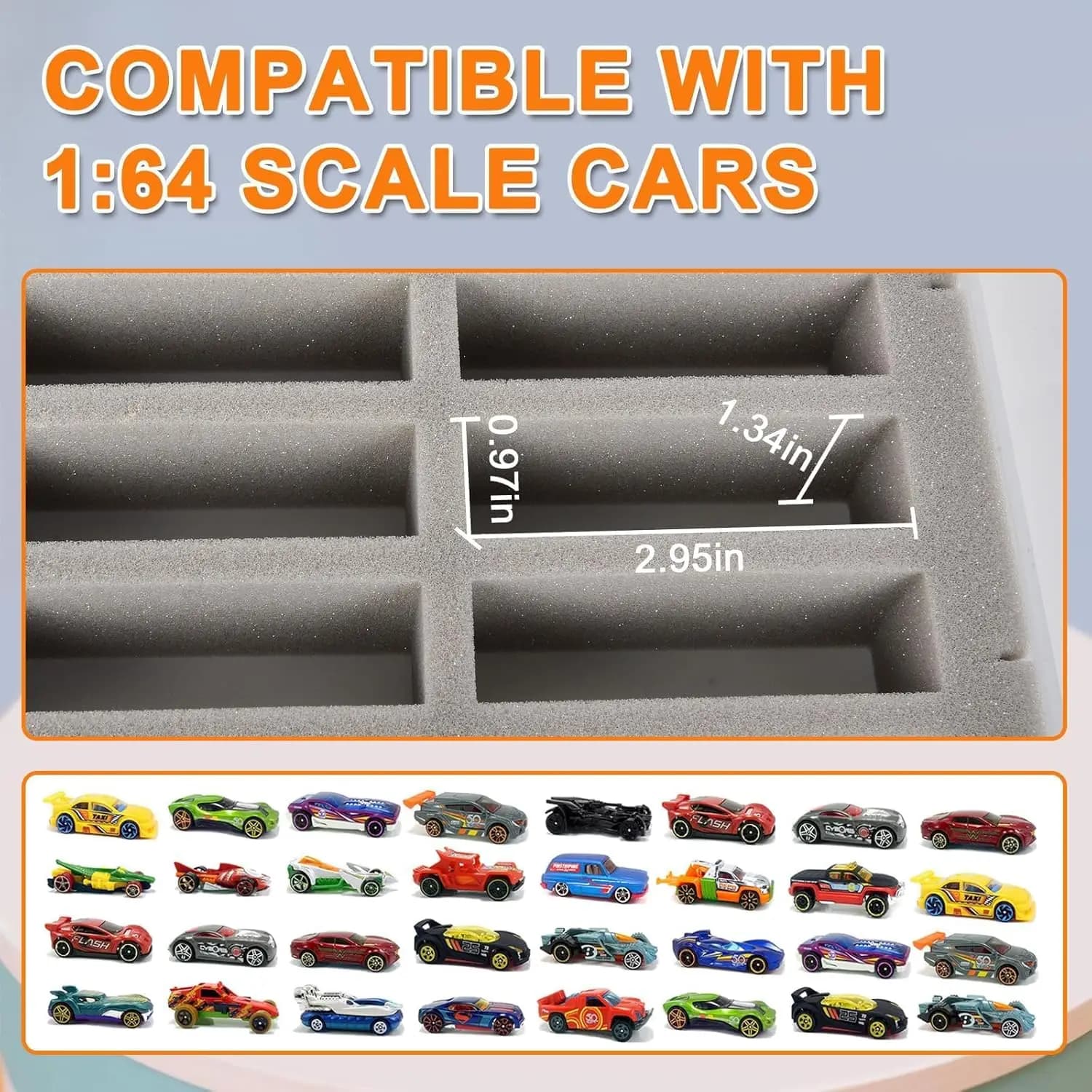 Organisateur de rangement pour voitures miniatures : 32 emplacements en mousse, vitrine 1/64 pour Hot Wheels/Matchbox/autres. Support mural pour voitures miniatures