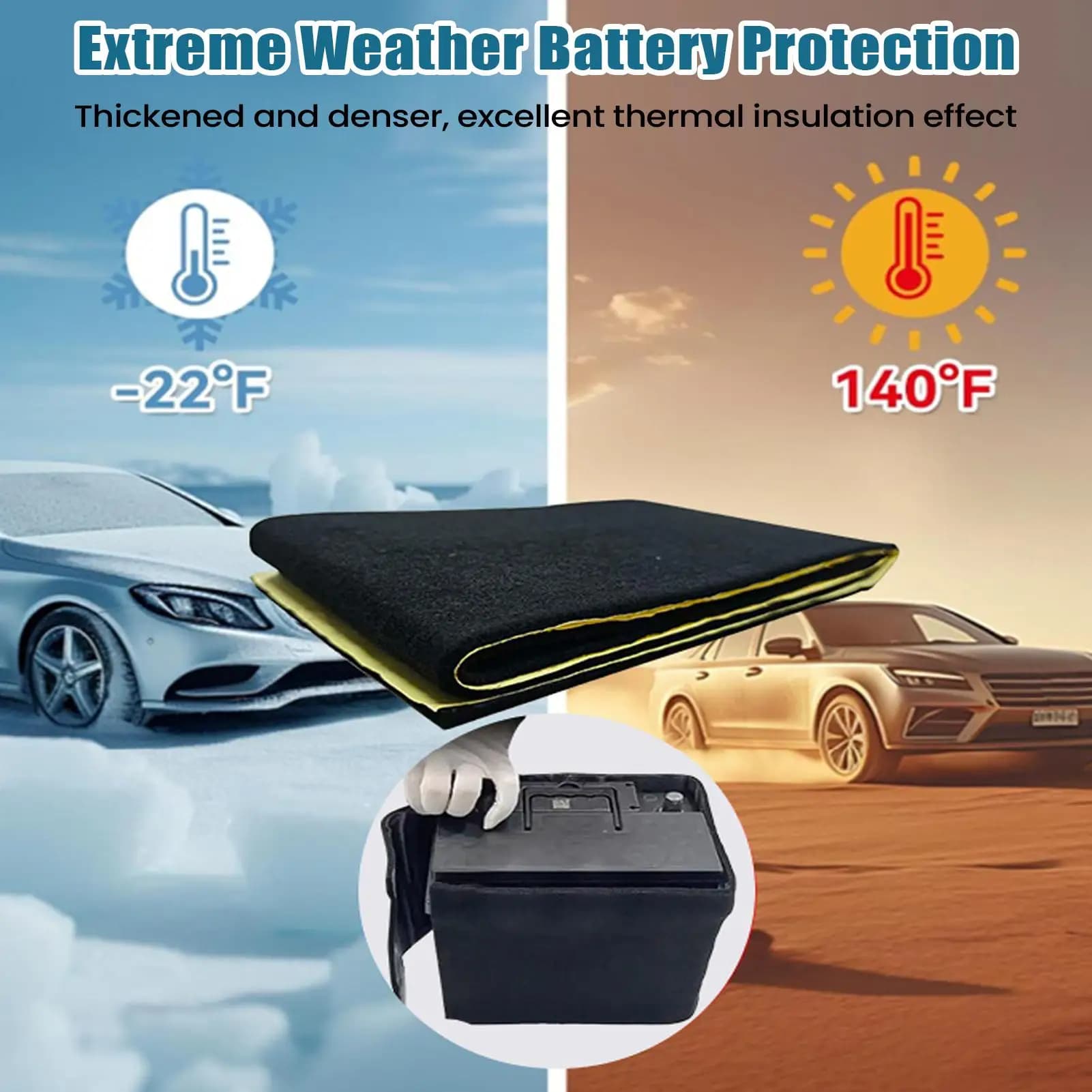 Adhésif isolant pour batterie de voiture, fournitures automobiles, couverture ignifuge pour batterie de voiture, couverture thermique pour batterie d'hiver pour camions et SUV