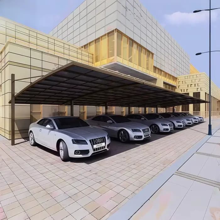 Abri de voiture moderne et minimaliste en alliage d'aluminium résistant aux intempéries, idéal pour