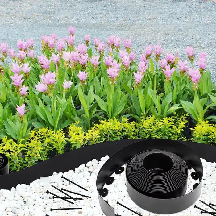 Kit de bordure paysagère, 60 pieds de long, 1,9 pouces de hauteur, bordure de jardin sans creusement pour parterres de fleurs, allées d'arbres, sentiers, comprend 60