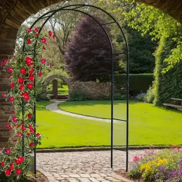 Arche de jardin en métal, structure en fer robuste et haute, pavillon de cour, support pour plantes grimpantes et roses, décoration de mariage, support à fleurs