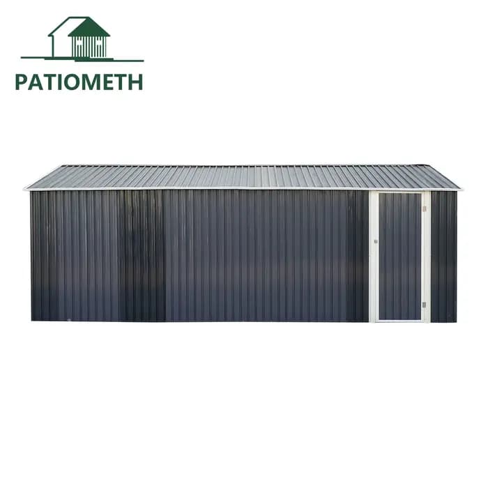 Abri de garage métallique robuste 12x20 pieds avec portes doubles latérales en acier pour le stockage de véhicules et d'équipements