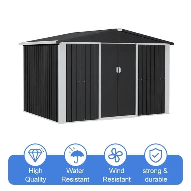 Abri de jardin pour le rangement extérieur, abri de stockage, maison de rangement en acier galvanisé, imperméable, antirouille, anti-rongeurs