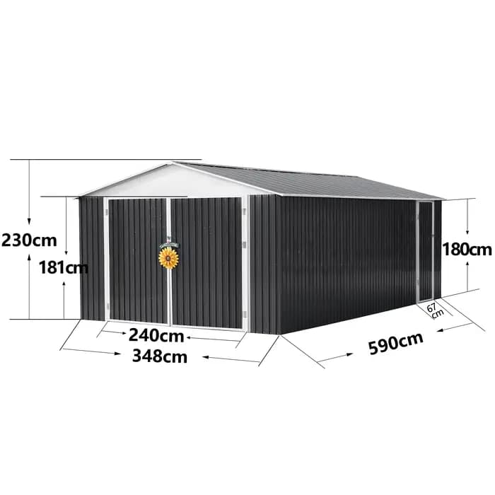 Abri de voiture 10x20 pieds avec portes verrouillables