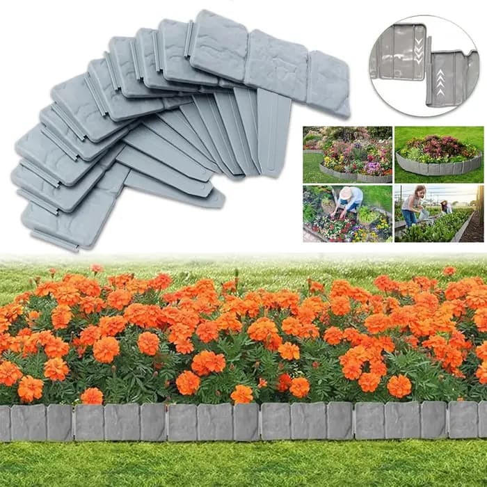 10/20 pièces Bordures de jardin paysagères sans creusement, Bordures de pelouse pour aménagement paysager, Clôture en plastique pour pelouse, Clôture imitation pierre