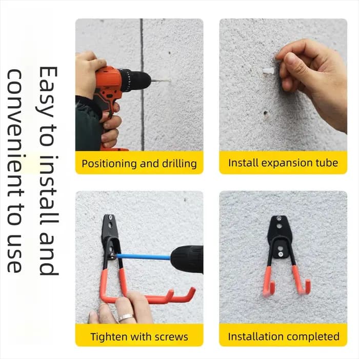 Crochets de rangement utilitaires pour garage, organisateur d'outils de jardin, crochets muraux suspendus, organisateur de rangement d'outils robuste